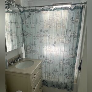Serena & Lily French Blue White Seahaven Toile Shower Curtain